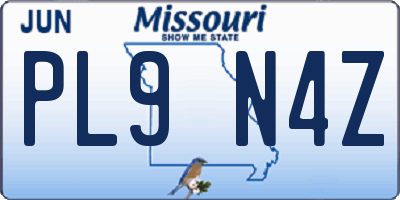 MO license plate PL9N4Z