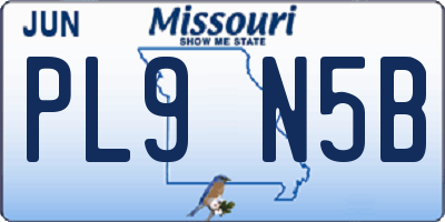 MO license plate PL9N5B