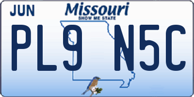 MO license plate PL9N5C