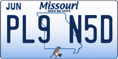 MO license plate PL9N5D