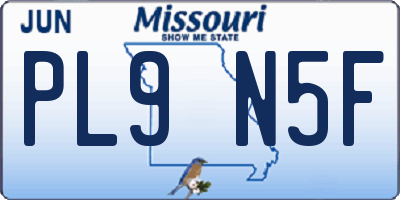 MO license plate PL9N5F