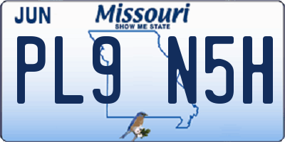 MO license plate PL9N5H