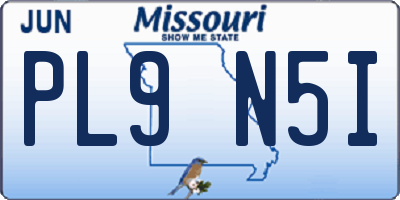 MO license plate PL9N5I