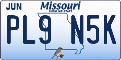 MO license plate PL9N5K