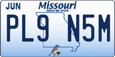 MO license plate PL9N5M