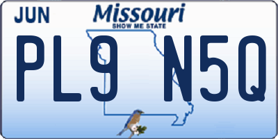 MO license plate PL9N5Q