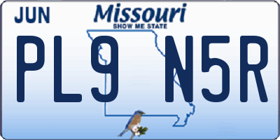 MO license plate PL9N5R