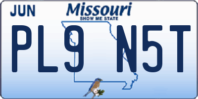 MO license plate PL9N5T