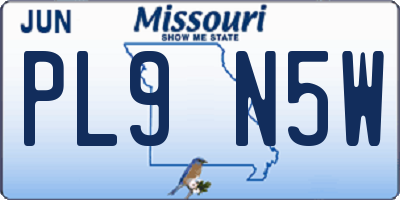 MO license plate PL9N5W