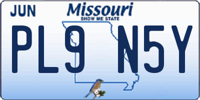 MO license plate PL9N5Y