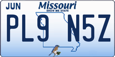 MO license plate PL9N5Z