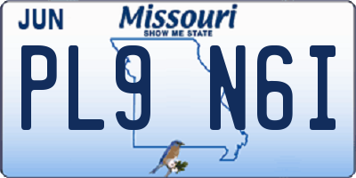 MO license plate PL9N6I