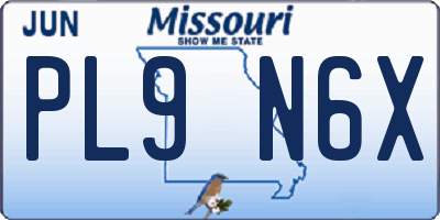 MO license plate PL9N6X