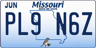MO license plate PL9N6Z