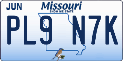 MO license plate PL9N7K