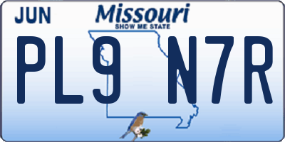 MO license plate PL9N7R