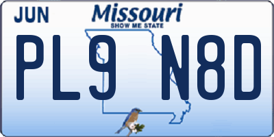 MO license plate PL9N8D