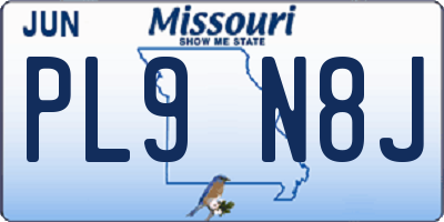 MO license plate PL9N8J