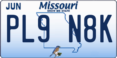 MO license plate PL9N8K