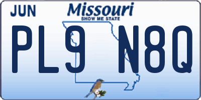 MO license plate PL9N8Q