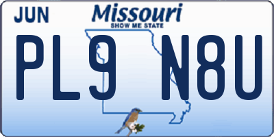 MO license plate PL9N8U