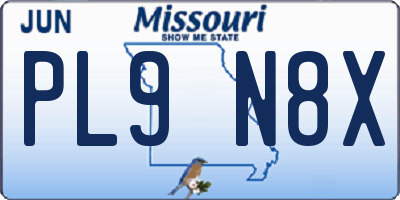 MO license plate PL9N8X
