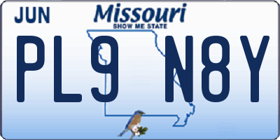 MO license plate PL9N8Y
