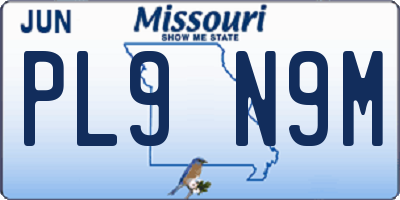 MO license plate PL9N9M