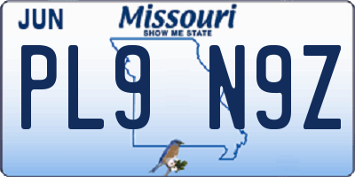 MO license plate PL9N9Z