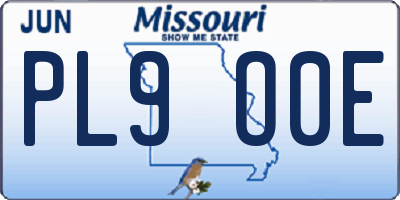 MO license plate PL9O0E