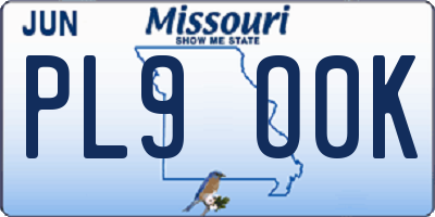 MO license plate PL9O0K