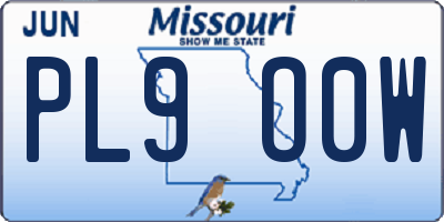 MO license plate PL9O0W