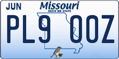 MO license plate PL9O0Z