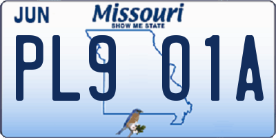 MO license plate PL9O1A
