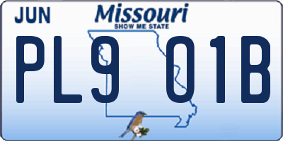 MO license plate PL9O1B