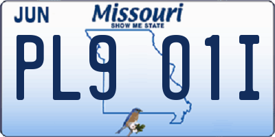 MO license plate PL9O1I