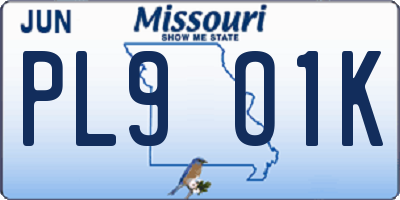 MO license plate PL9O1K