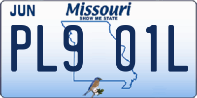 MO license plate PL9O1L