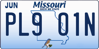 MO license plate PL9O1N