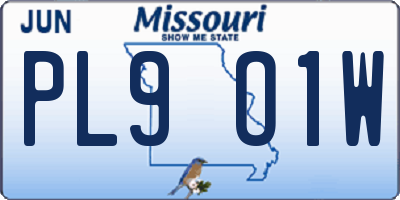 MO license plate PL9O1W