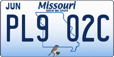 MO license plate PL9O2C