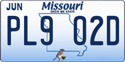 MO license plate PL9O2D