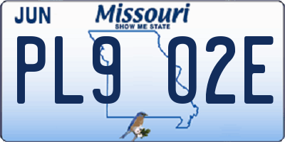 MO license plate PL9O2E