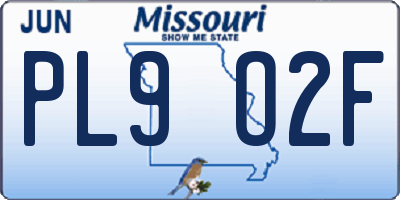 MO license plate PL9O2F