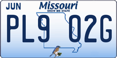 MO license plate PL9O2G