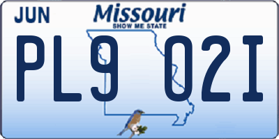 MO license plate PL9O2I