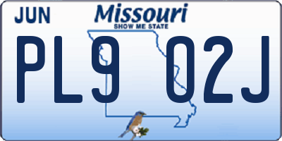 MO license plate PL9O2J