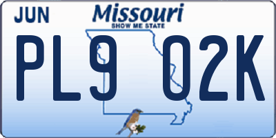MO license plate PL9O2K