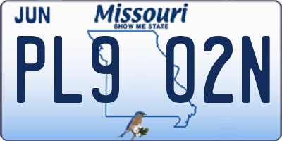 MO license plate PL9O2N