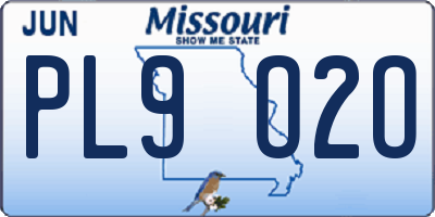 MO license plate PL9O2O